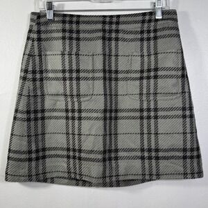J.Crew Factory Womens Grey Plaid Mini‎ Skirt Size 6 Dark Academia Preppy A-Line